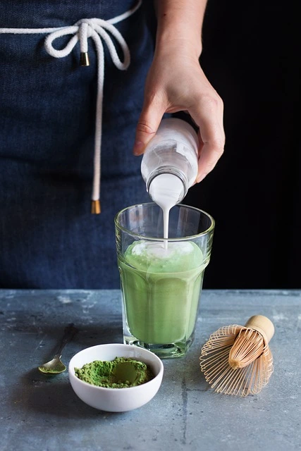 combining milk with matcha