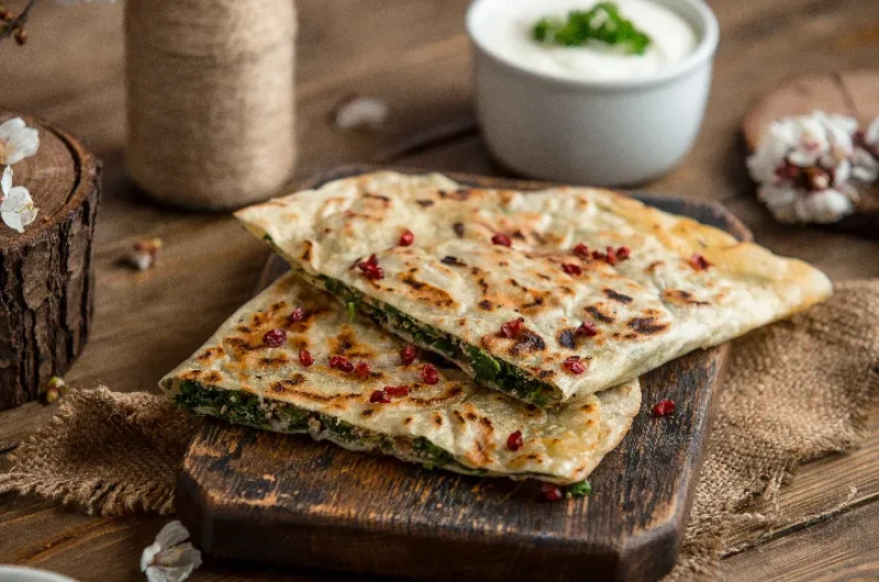 Spinach Garlic Stuffed Flatbread Recipe