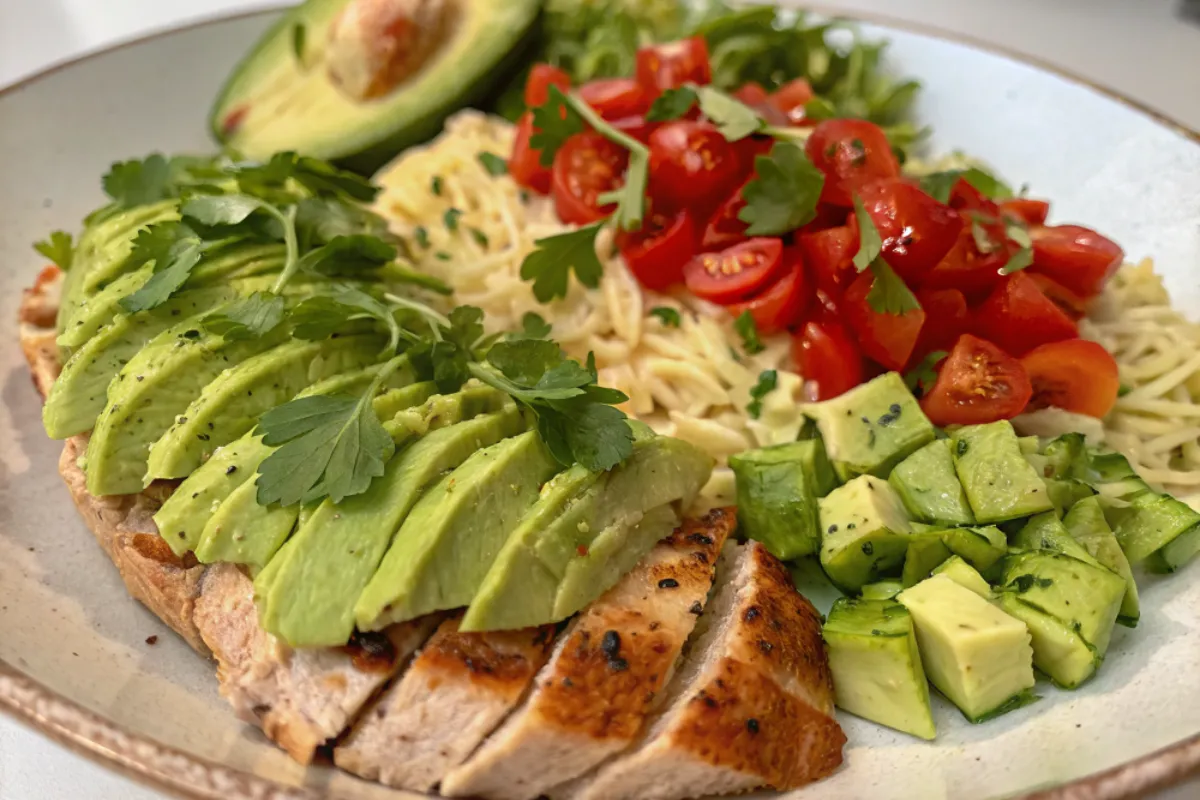 Grilled Chicken Orzo Salad with Avocado