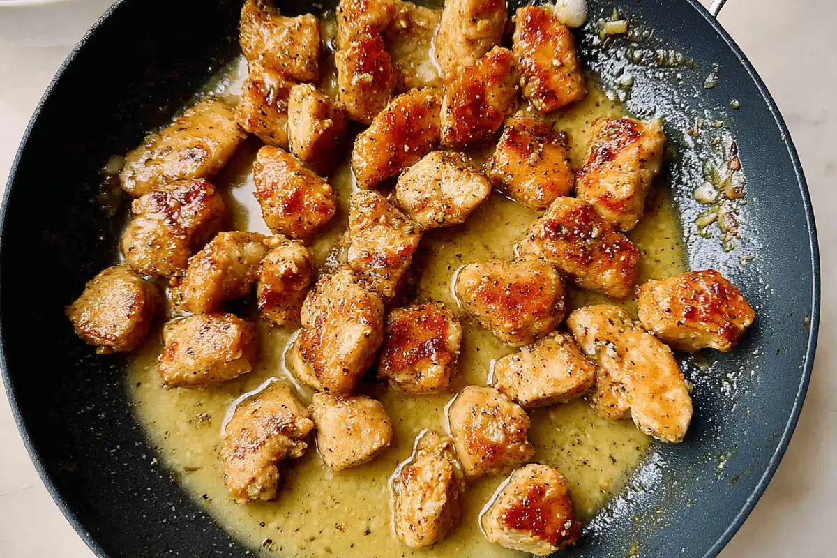 Garlic Butter Chicken Bites with Creamy Parmesan Pasta