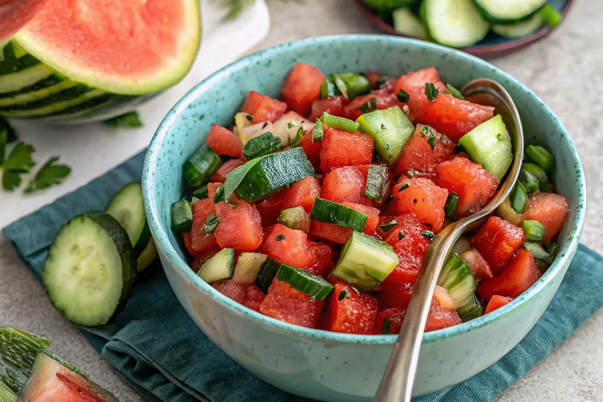 Watermelon Cucumber Salad That Tastes Like Summer in a Bowl