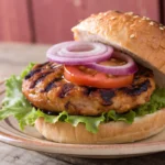 BBQ Ground Chicken Burger Recipe on a plate