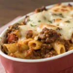 beef Lombardi casserole cheesy with pasta and beef