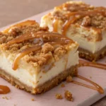Caramel Apple Cheesecake Bars with crunch on top