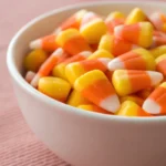candy corn recipe in a bowl for halloween treat