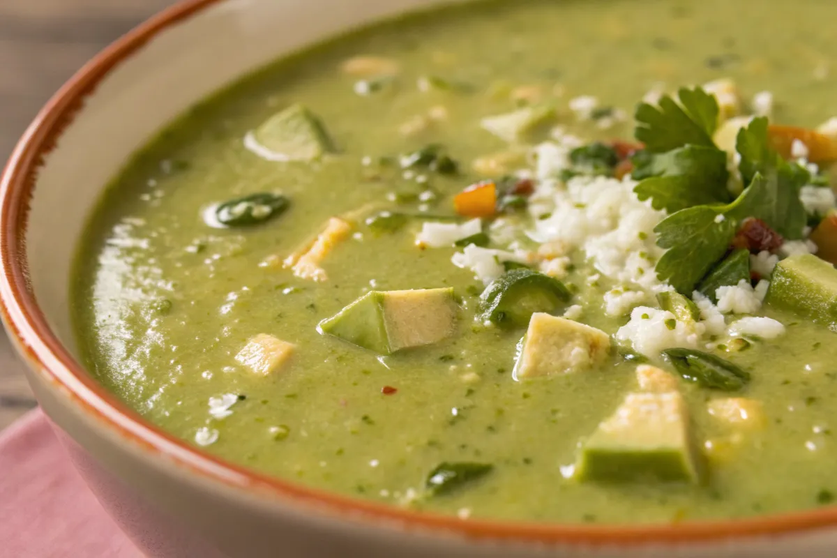 Green Enchilada Soup in bowl