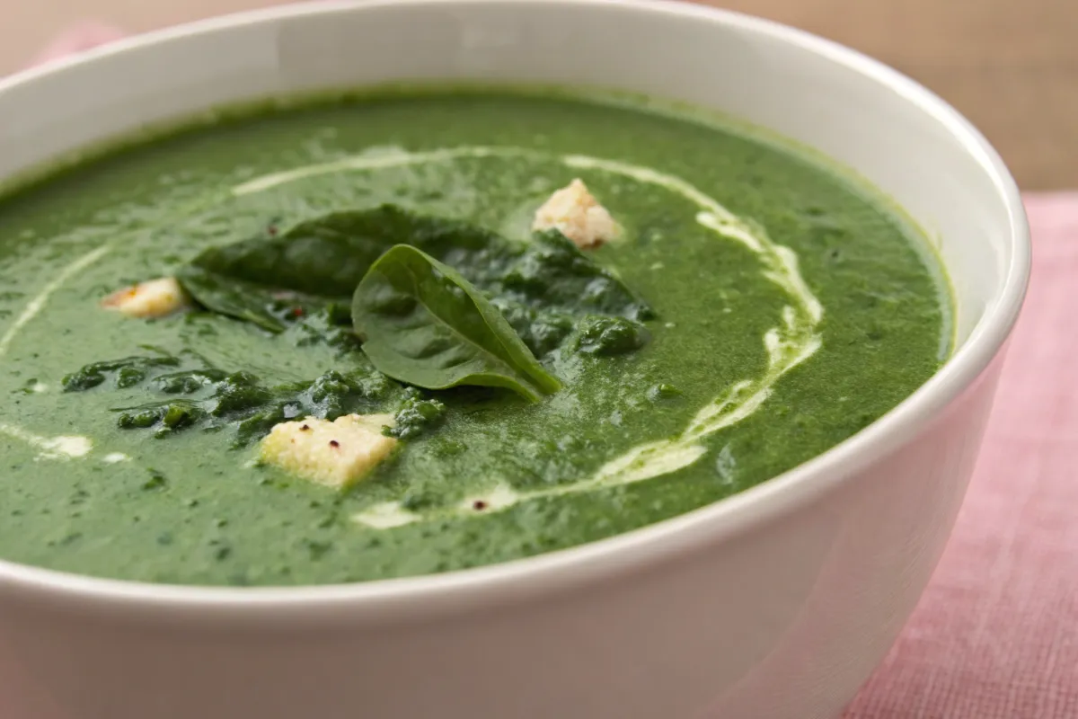 Spinach Soup creamy green soup in bowl
