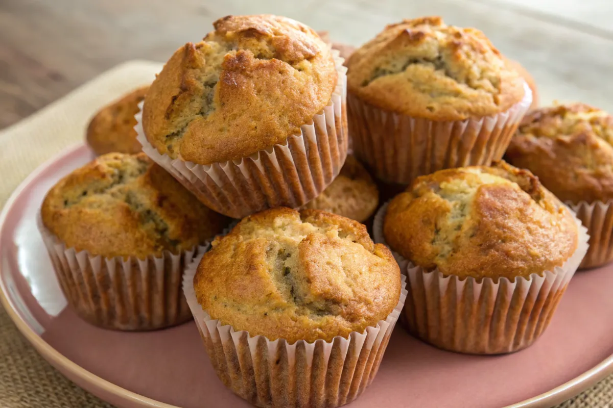 Banana bread muffins that rise high with a soft crumb