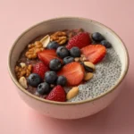 Chia Seed Pudding with strawberry and blueberry