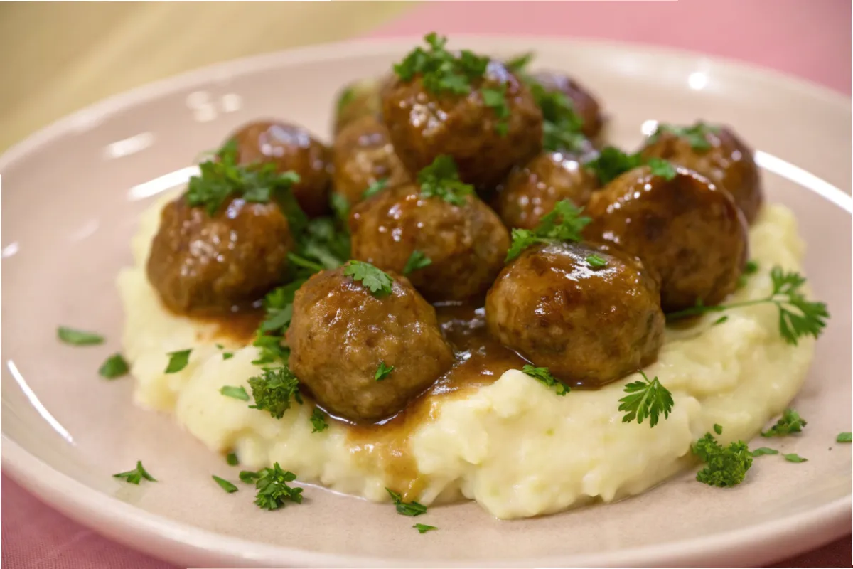 Swedish Meatballs with mashed potatoes and sauce