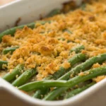 green bean casserole with crunchy topping