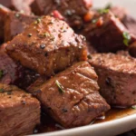 Cajun steak tips cooked until tender and juicy, served as flavorful steak bites with bold seasoning