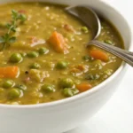 Split pea soup recipe simmered until thick and creamy made with split peas and served warm as a comforting homemade soup.