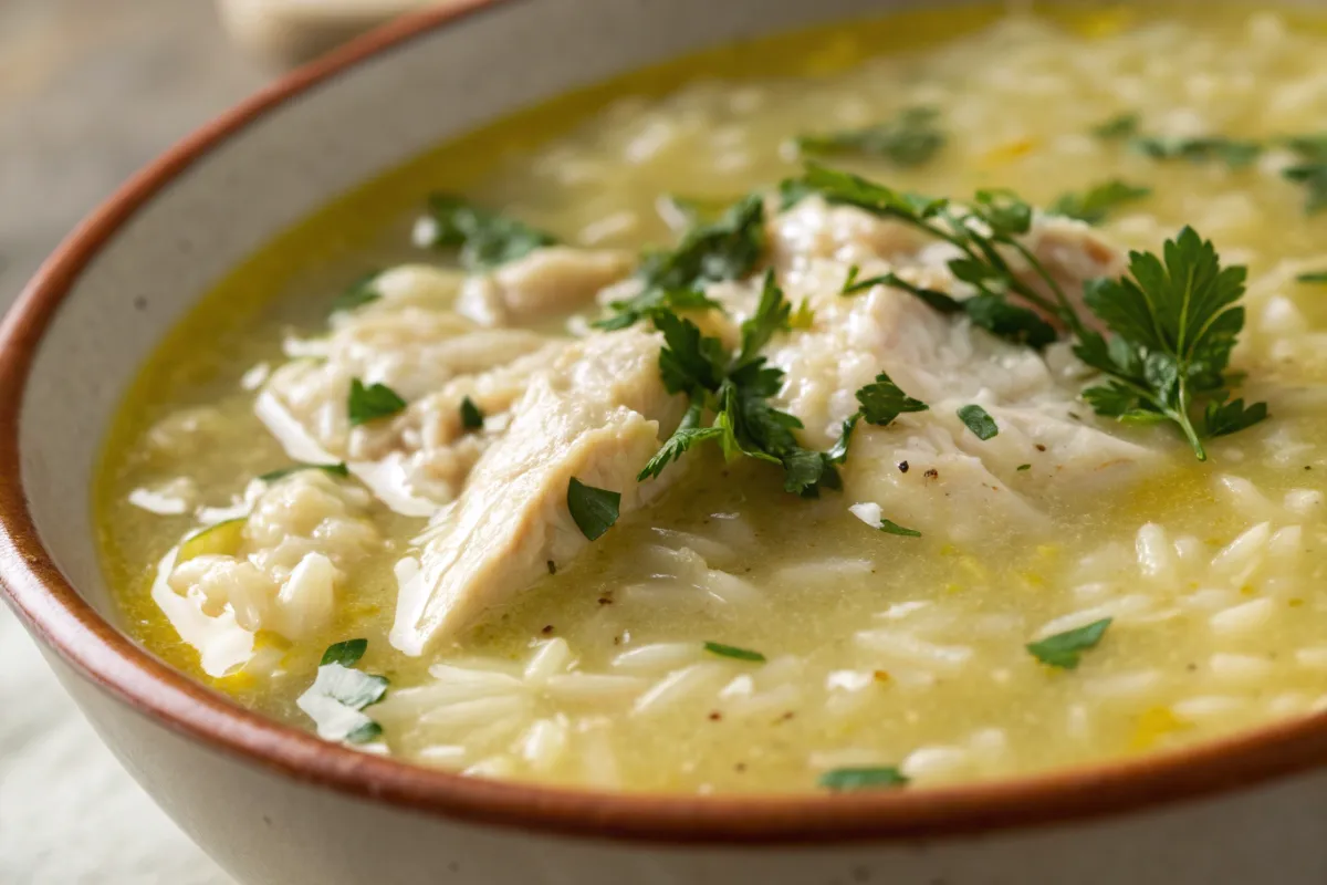 Authentic Greek Lemon Soup with Shredded Chicken