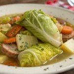 Cabbage boil in a large pot with tender boiled cabbage wedges, seasoned broth, and vegetables creating a comforting Southern style cabbage boil recipe perfect for easy dinner ideas and simple lunch recipes.