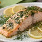 Baked Salmon with Dill and Lemon served with fresh herbs and lemon slices, a healthy and flavorful fish dinner with tender flaky salmon.
