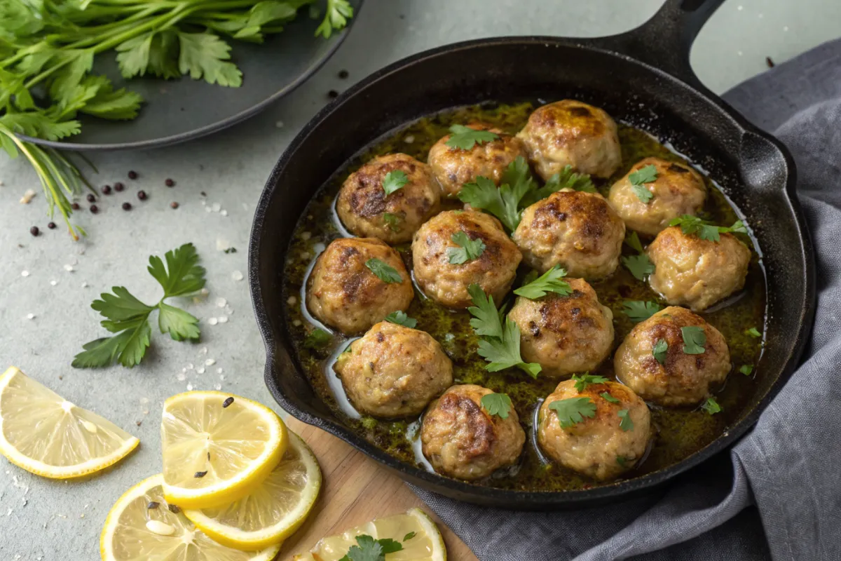35 Minute Turkey Meatballs with Lemon Herb Sauce: Simple and Zesty