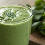 Iron Rich Smoothie in a glass with a creamy texture, made with nutrient dense ingredients, styled with a smoothie aesthetic and ideal as a high iron smoothie and healthy snack