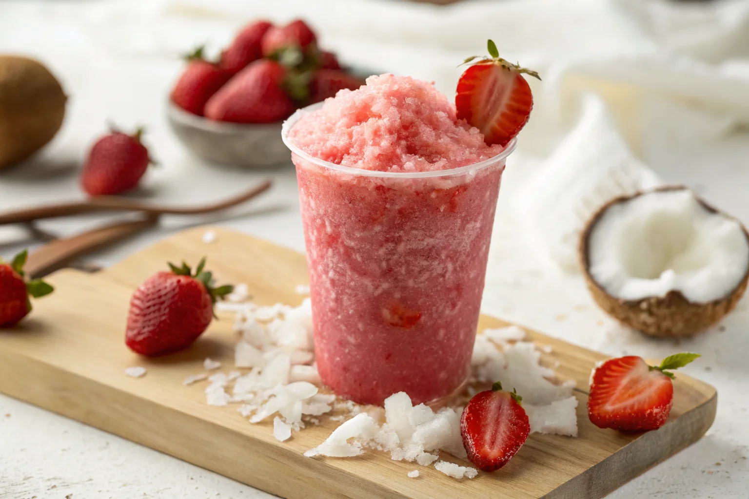 Strawberry Coconut Water Slushie: An Easy 5 Minute Refreshing Drink