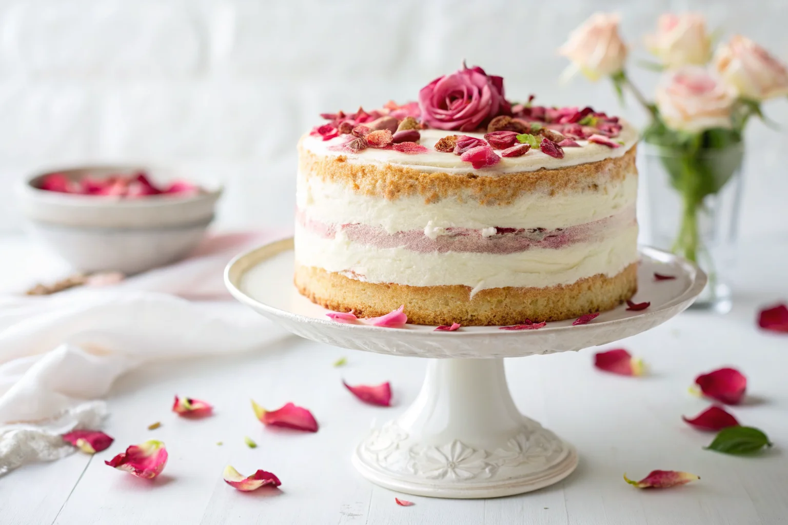 How to Make Rose Petal Layer Cake with Buttercream Frosting