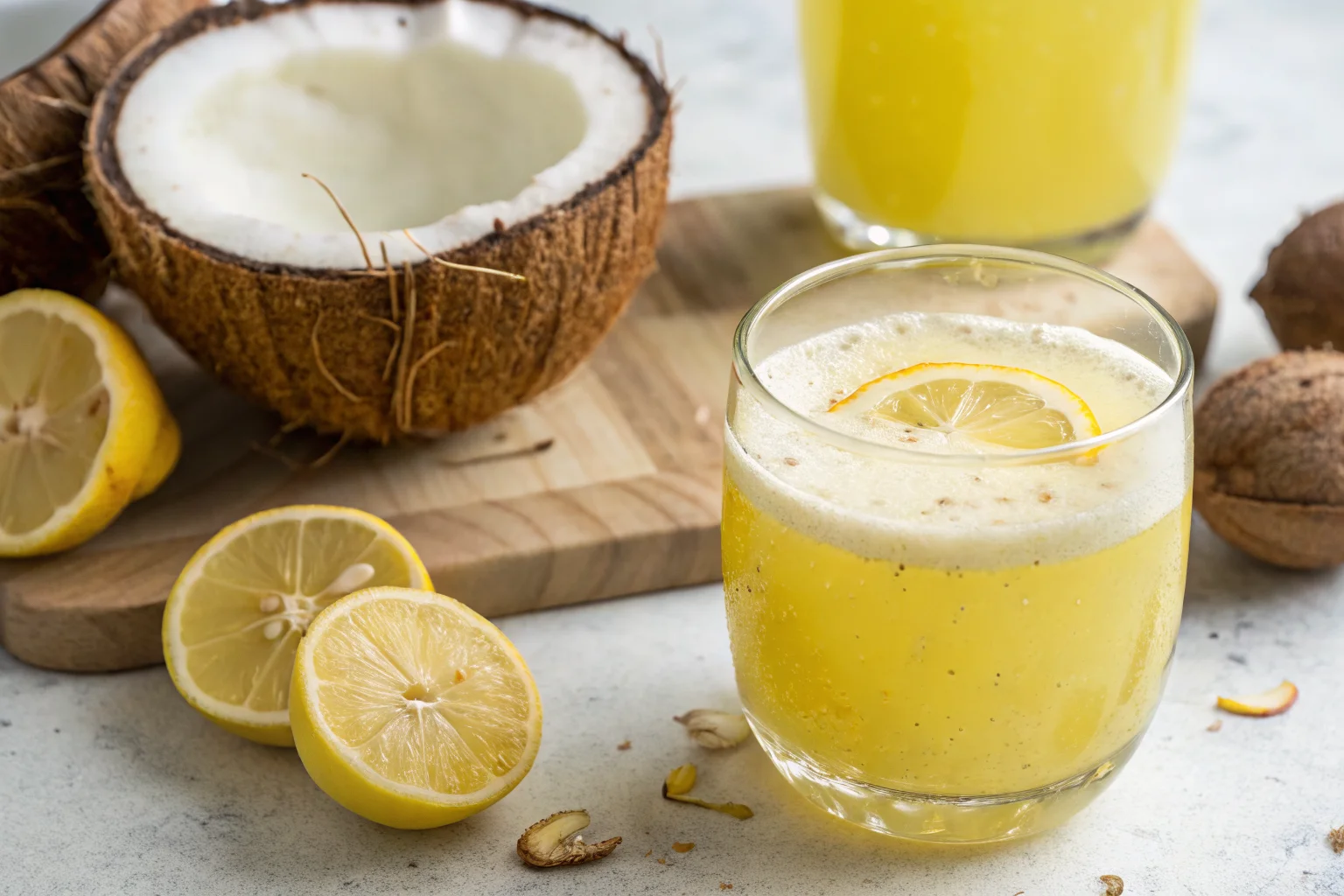 Lemon Turmeric Coconut Water Drink for Wellness and Hydration