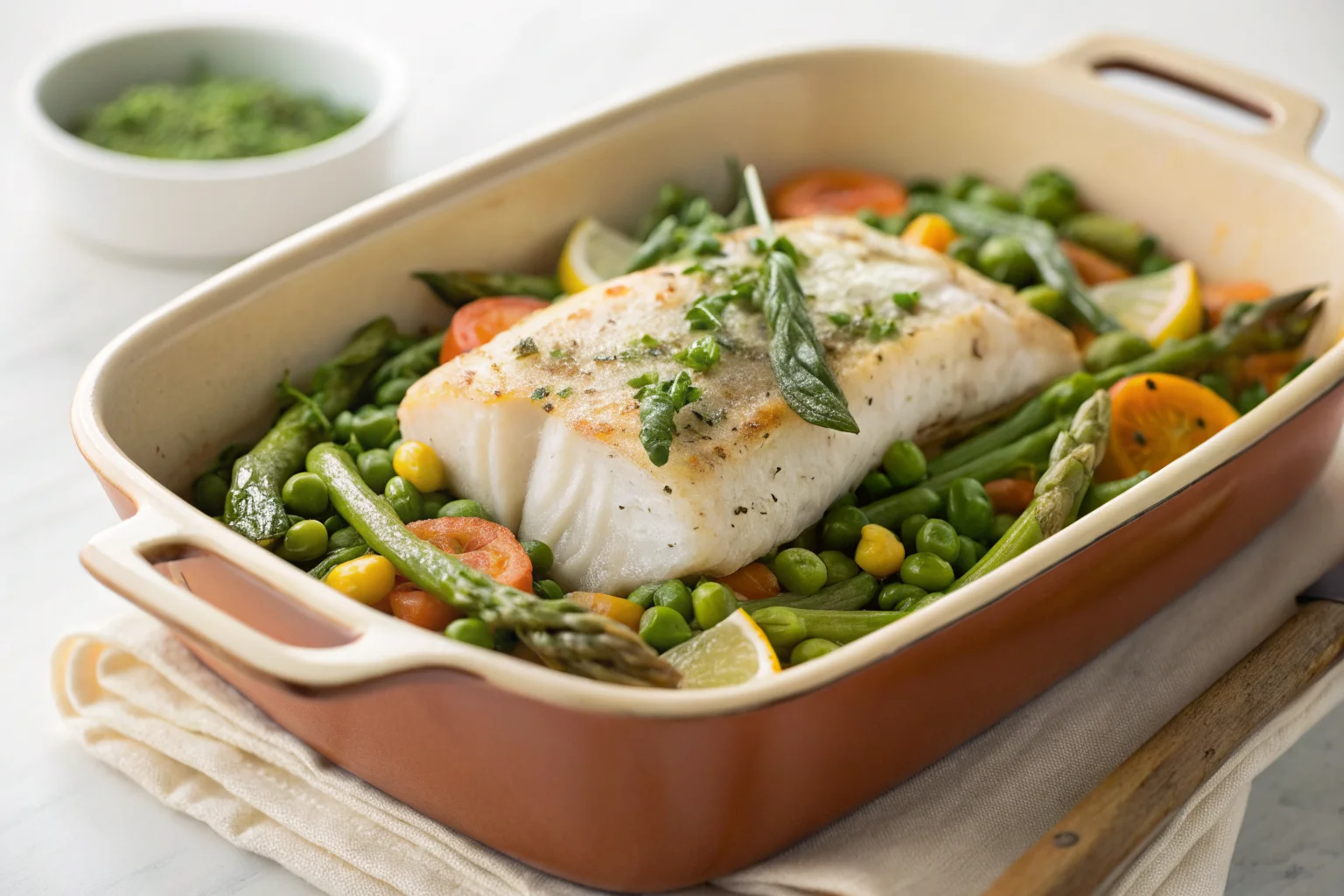 Baked Cod with Spring Vegetables