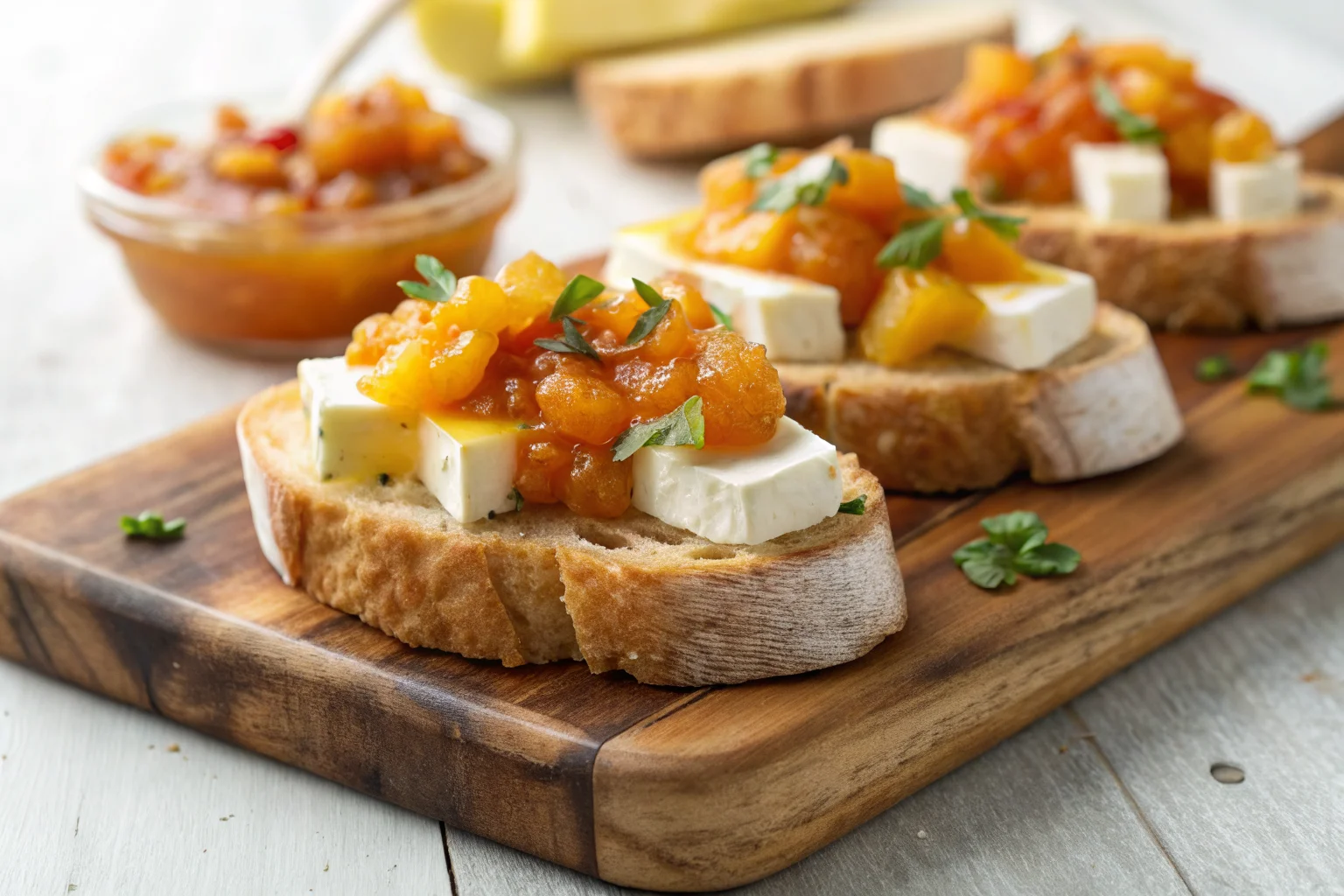 Mango Chutney and Brie Crostini