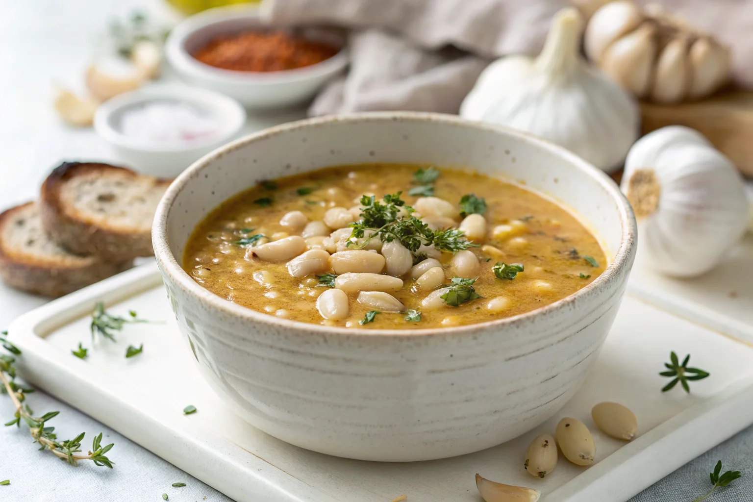 Roasted Garlic & White Bean Soup