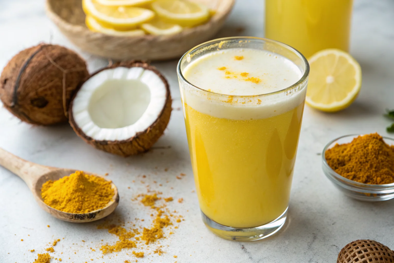 Lemon Turmeric Coconut Water Drink
