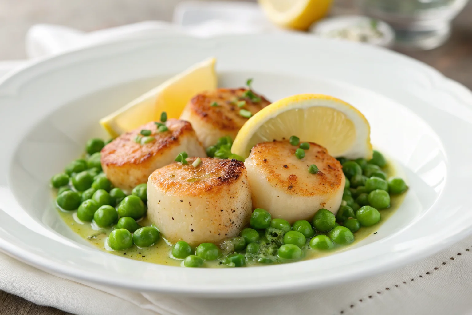 Lemon Butter Scallops with Spring Peas: Quick Elegant Dinner