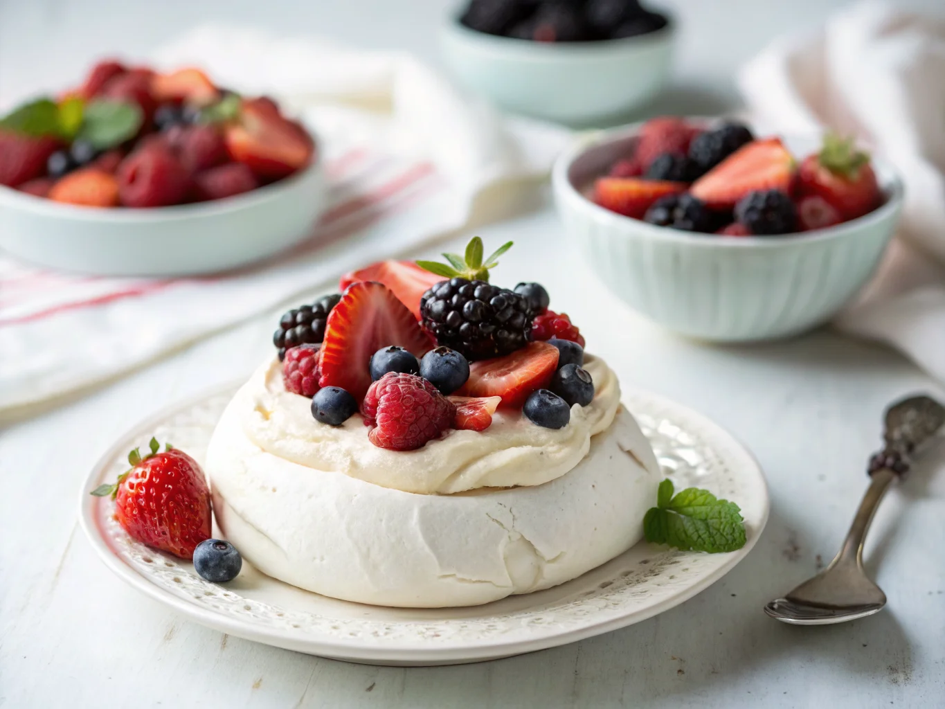 Mini Pavlova with Fresh Berries