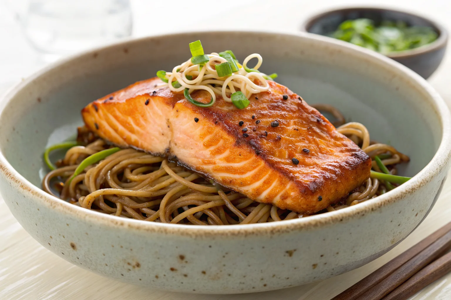 Miso Glazed Salmon with Soba Noodles