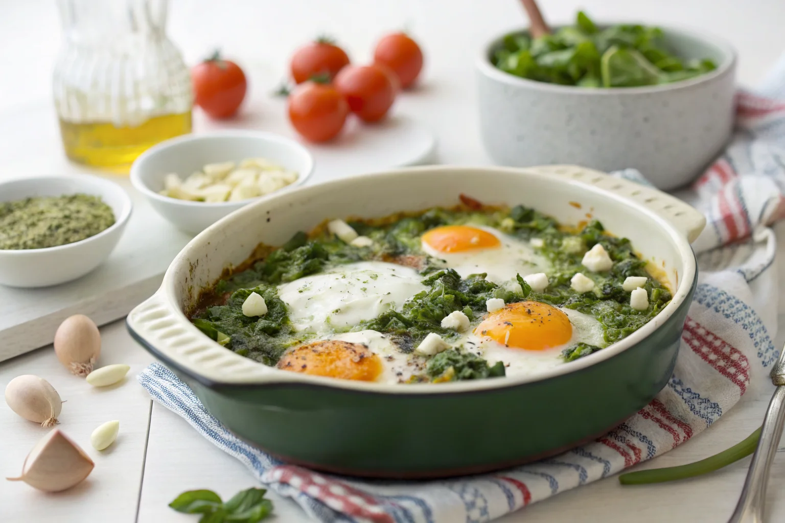 Spring Green Shakshuka: A Simple Herb and Spinach Breakfast Skillet