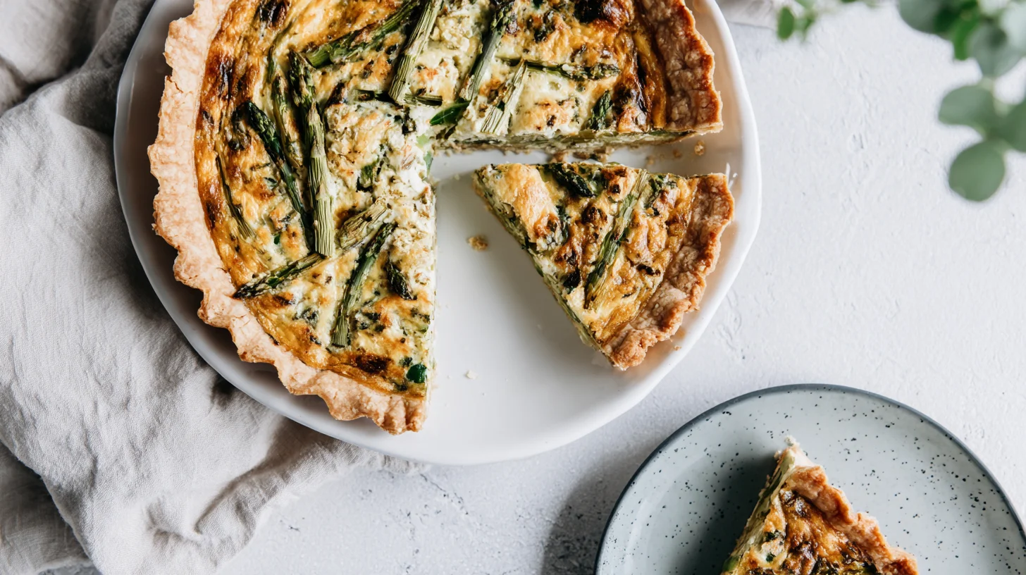 Asparagus & Leek Quiche with Creamy Gruyère Custard