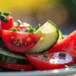 fresh tomato cucumber salad recipe tossed with dressing