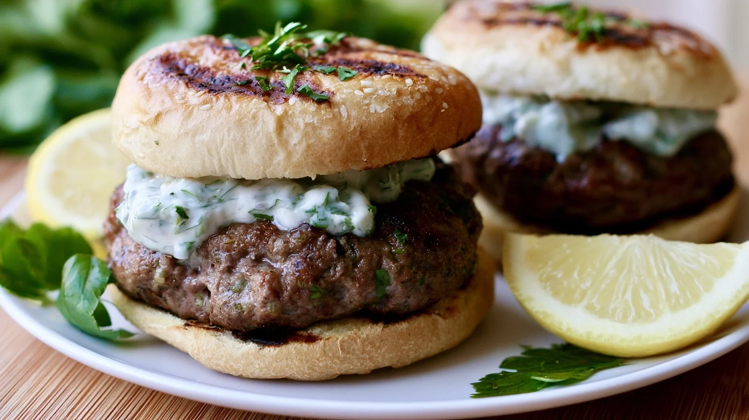 Grilled Lamb Burgers with Tzatziki