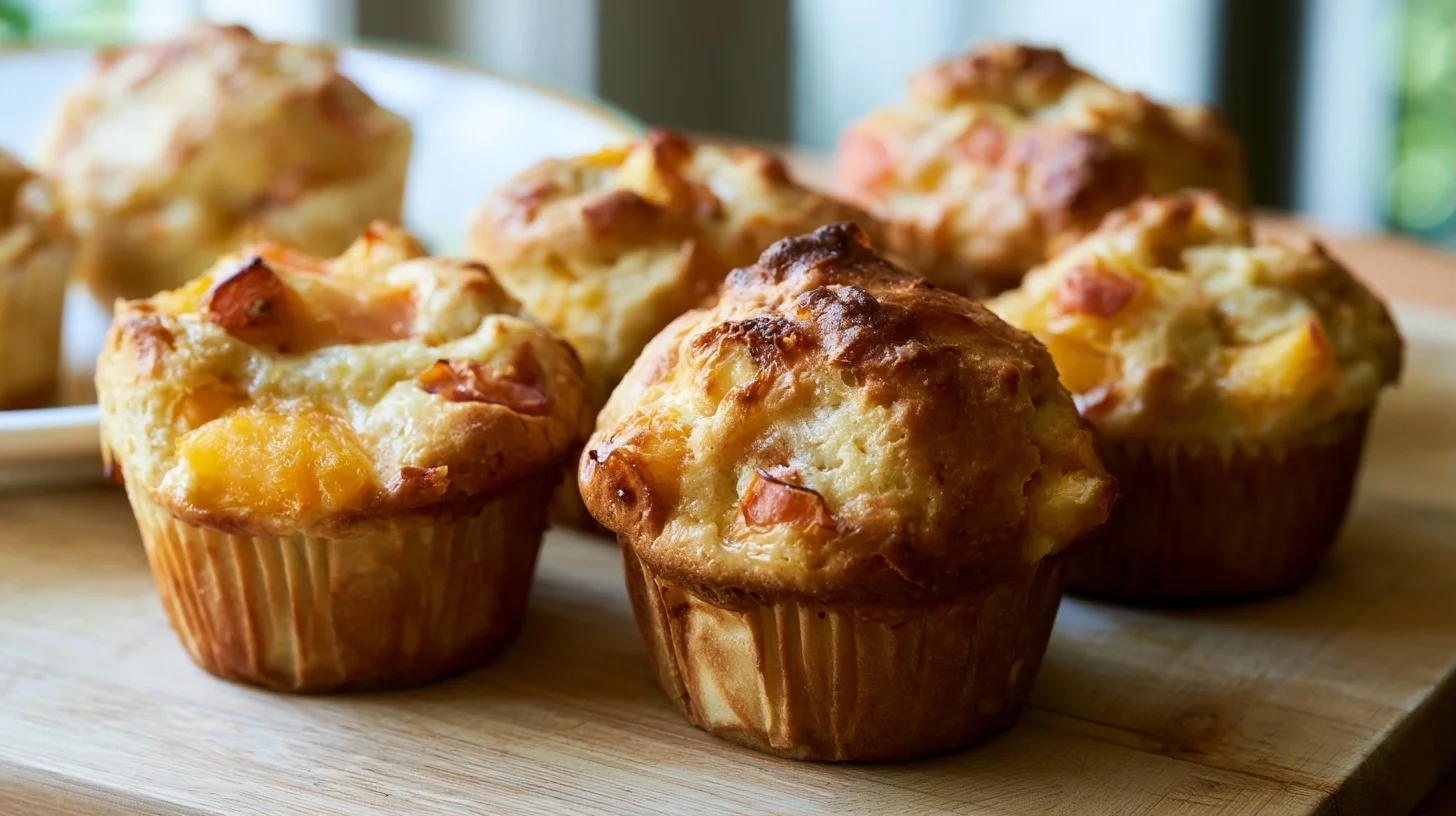 Simple and Fresh Peach Muffins with Bakery Style Tops