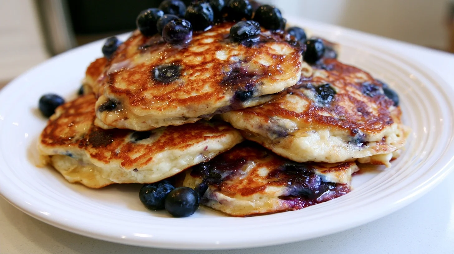 Blueberry Cottage Cheese Pancakes