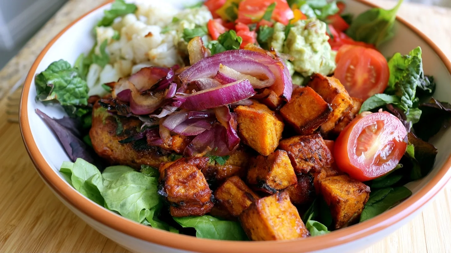 The Best Sweet Potato Burger Bowl Recipe with Seasoned Beef