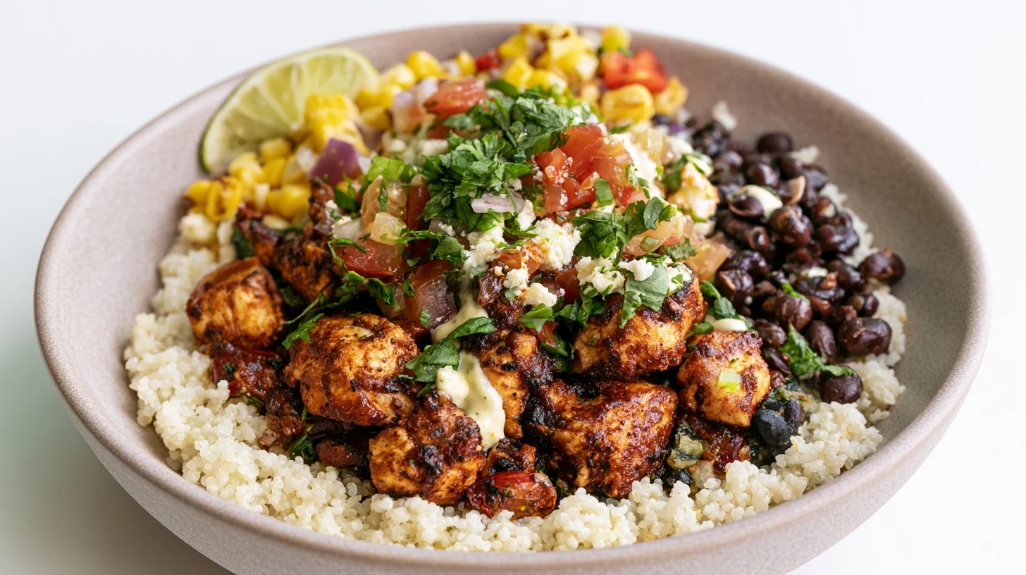 Chipotle Bowl Recipe with Cilantro Lime Rice and Smoky Chicken
