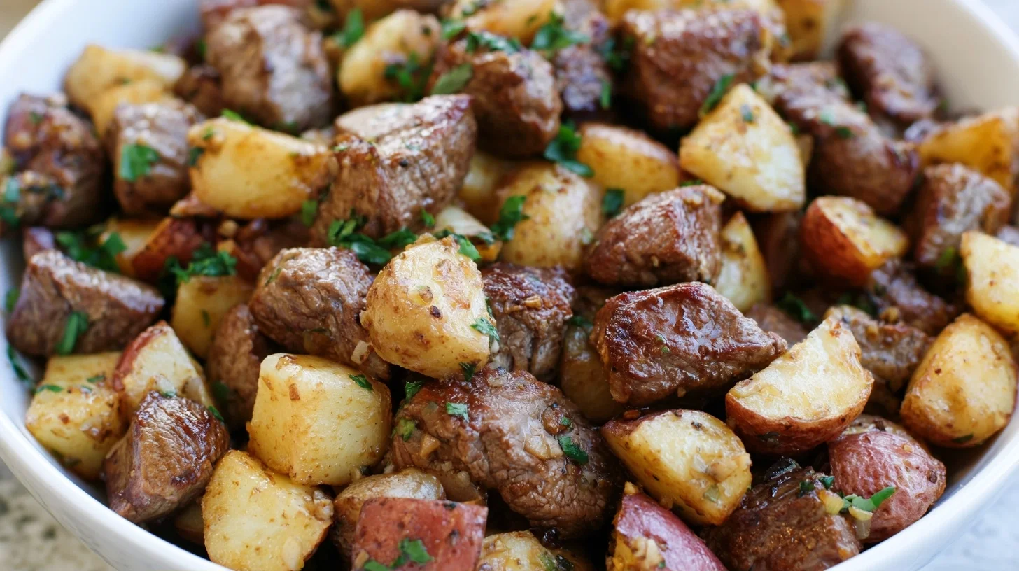 Garlic Steak Bites and Potatoes