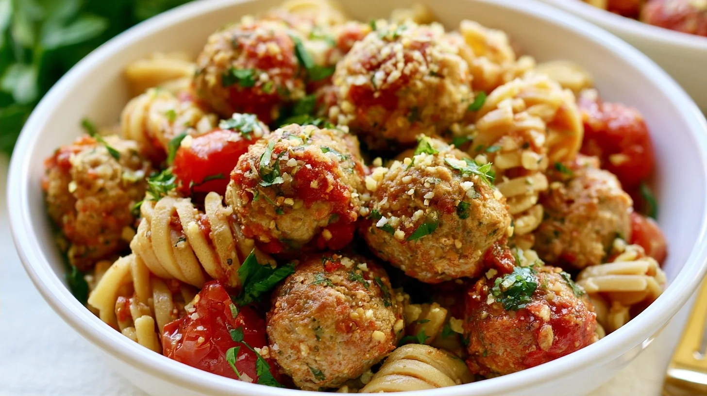 Chickpea Pasta and Turkey Meatballs