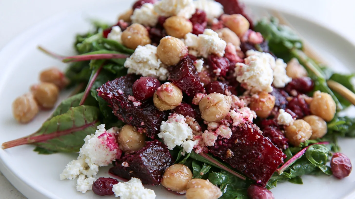 The Best Chickpea Beet Feta Salad with Lemon Garlic Vinaigrette