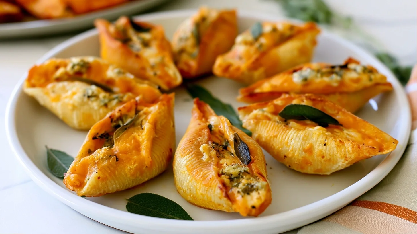 Pumpkin and Gouda Stuffed Shells with Brown Butter Sage Sauce