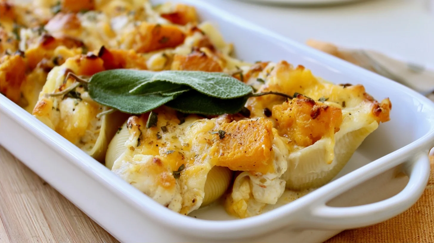 Pumpkin and Gouda Stuffed Shells with Brown Butter Sage Sauce