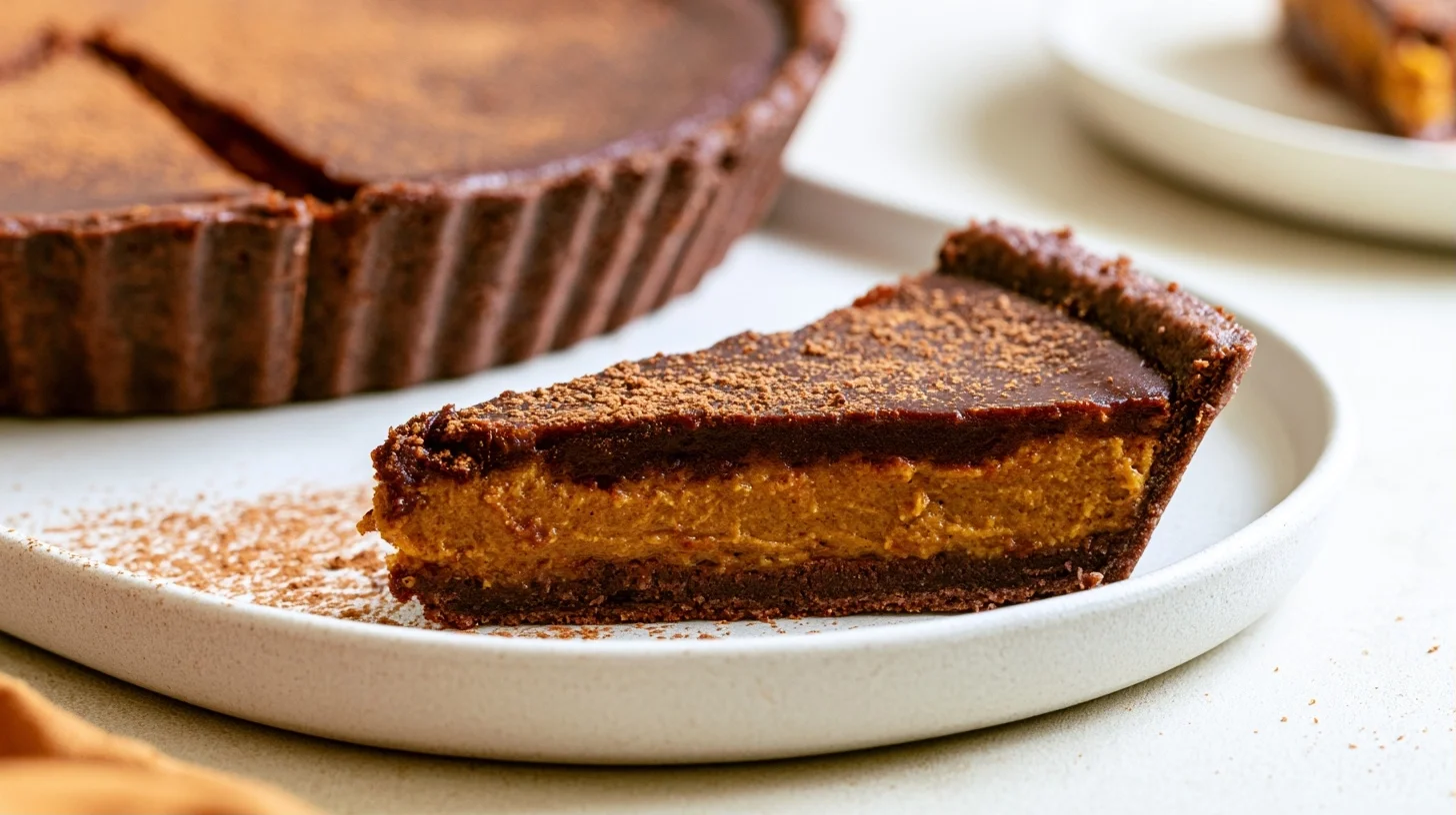 The Best Chocolate Pumpkin Tart with Gingersnap Crust and Ganache