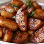 Spiced Brown-Butter Apples served in a white dish with caramelized edges and warm spices
