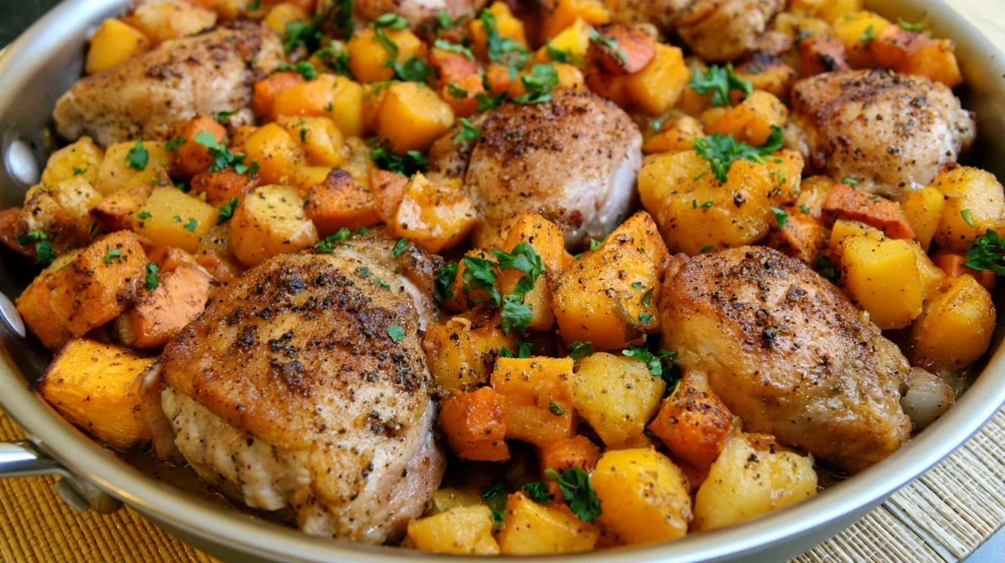 Easy Autumn Harvest Chicken Skillet with Butternut Squash and Apples