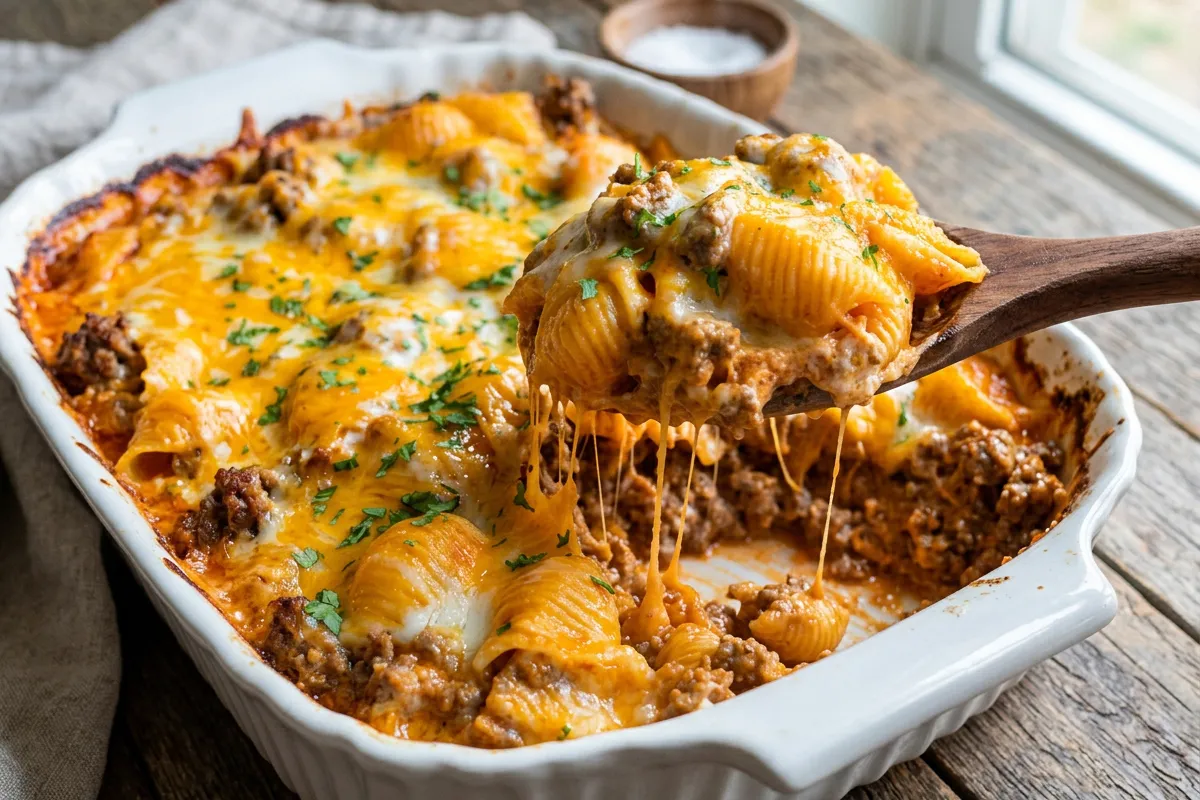 How to Make Meatloaf and Cheddar Shells Casserole Recipe