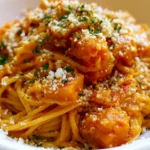 Pumpkin pasta with creamy sage sauce served in a white bowl, garnished with fresh sage leaves and grated Parmesan